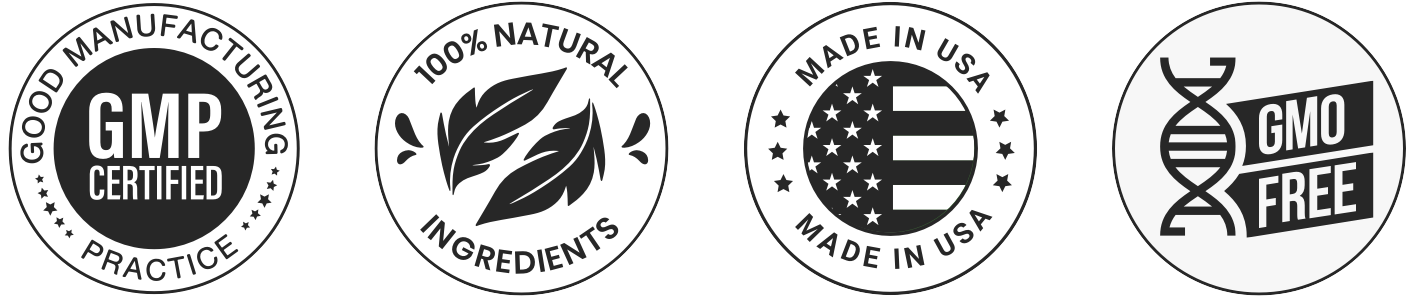 Seller badges: GMP certified, natural ingredients, made in the USA, and GMO free.